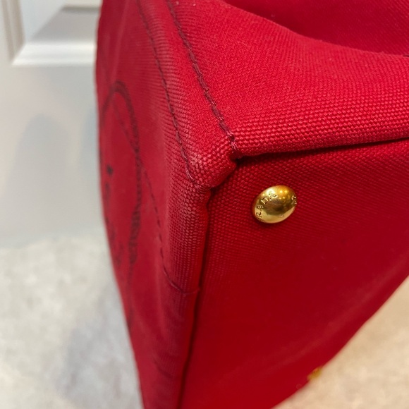 Prada Canapa Mini Canvas Red Tote- excellent condition - Picture 8 of 16